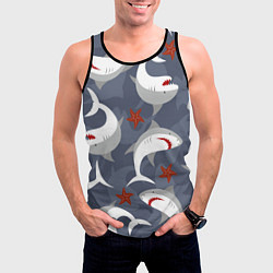 Майка-безрукавка мужская Акулы, цвет: 3D-черный — фото 2