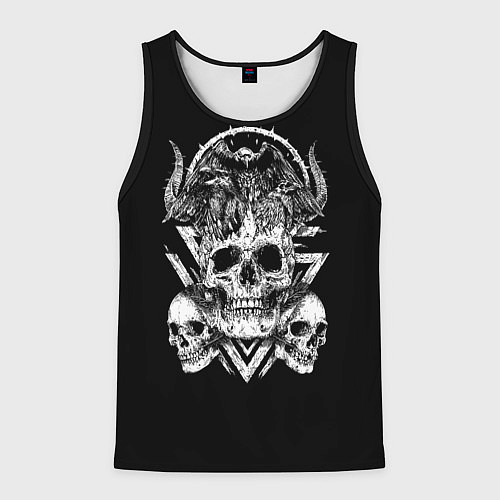 Мужская майка без рукавов Черепа и Вороны Skulls Raven / 3D-Черный – фото 1