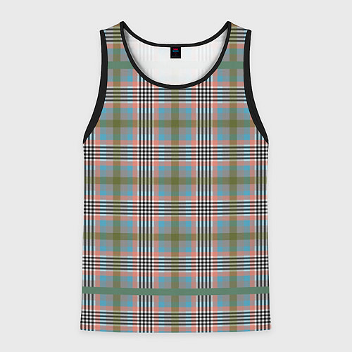 Мужская майка без рукавов Шотландская клетка, тартан / 3D-Черный – фото 1