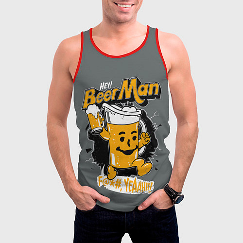 Мужская майка без рукавов BEER MAN / 3D-Красный – фото 3