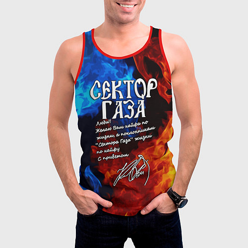 Мужская майка без рукавов СЕКТОР ГАЗА КАЙФА ПО ЖИЗНИ / 3D-Красный – фото 3
