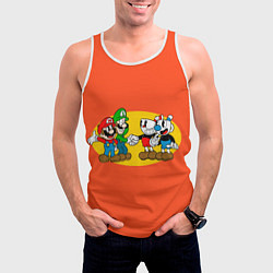 Майка-безрукавка мужская CupHead x Mario, цвет: 3D-белый — фото 2