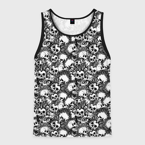 Мужская майка без рукавов Черепа с Ирокезами / 3D-Черный – фото 1