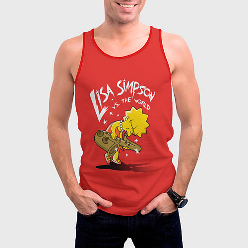 Мужская майка без рукавов Лиза против мира / 3D-Красный – фото 3