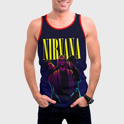 Мужская майка без рукавов Nirvana Neon / 3D-Красный – фото 3
