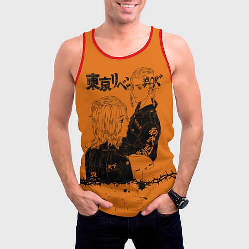 Мужская майка без рукавов Токийские мстители ораньжевый / 3D-Красный – фото 3