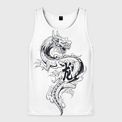 Майка-безрукавка мужская Китайский дракон на белом фоне, цвет: 3D-белый