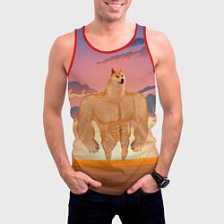 Майка-безрукавка мужская Мем собака качок DOGE, цвет: 3D-красный — фото 2