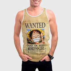 Майка-безрукавка мужская Манки Д Луффи в розыске One Piece, цвет: 3D-белый — фото 2