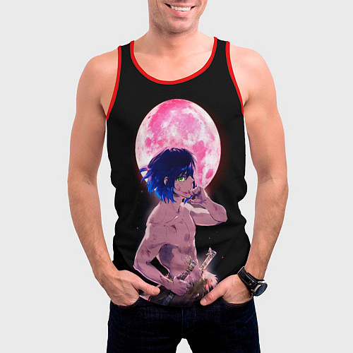 Мужская майка без рукавов Иноске клинок рассекающий демонов арт / 3D-Красный – фото 3