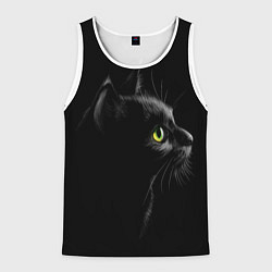 Майка-безрукавка мужская Черный кот, цвет: 3D-белый