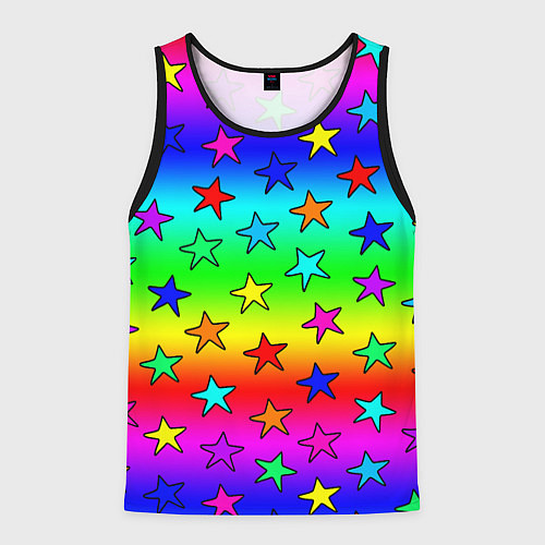 Мужская майка без рукавов Радужные звезды / 3D-Черный – фото 1