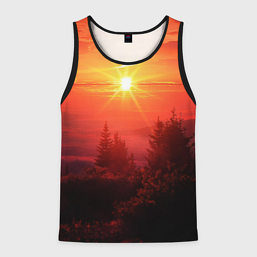 Мужская майка без рукавов УТРЕННИЙ РАССВЕТ НАД ОБЛАКАМИ / 3D-Черный – фото 1