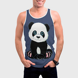 Майка-безрукавка мужская Милая Панда Sweet Panda, цвет: 3D-белый — фото 2
