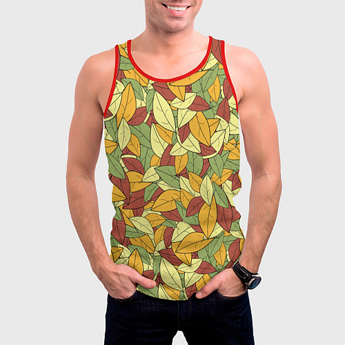 Мужская майка без рукавов Яркие осенние листья / 3D-Красный – фото 3
