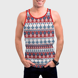 Майка-безрукавка мужская Этнический красно-синий узор, цвет: 3D-красный — фото 2