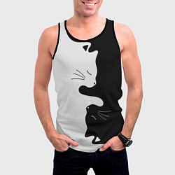 Майка-безрукавка мужская Коты инь янь, цвет: 3D-черный — фото 2