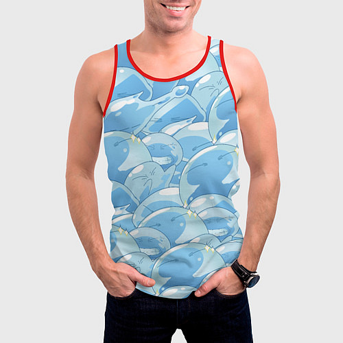 Мужская майка без рукавов О МОЕМ ПЕРЕРОЖДЕНИЕ В СЛИЗЬ / 3D-Красный – фото 3