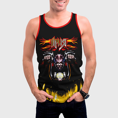 Мужская майка без рукавов Ария - Герой асфальта / 3D-Красный – фото 3