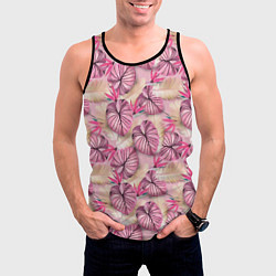 Майка-безрукавка мужская Розовый тропический узор, цвет: 3D-черный — фото 2