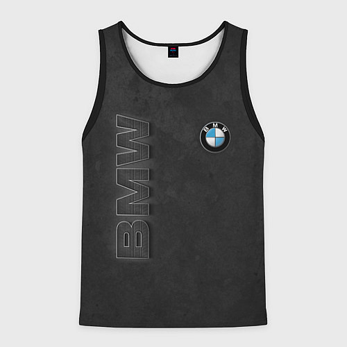 Мужская майка без рукавов BMW LOGO AND INSCRIPTION / 3D-Черный – фото 1