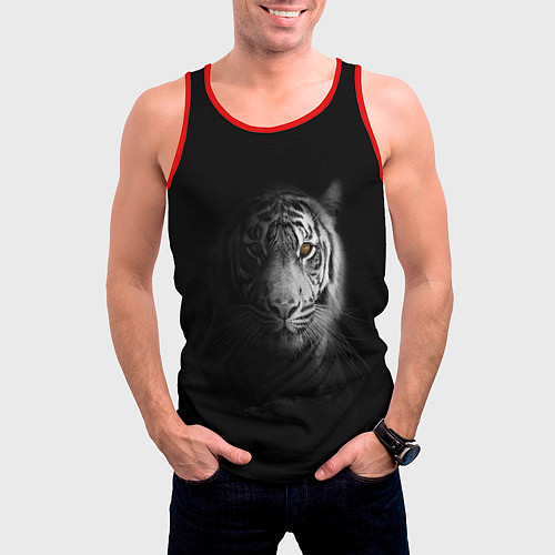 Мужская майка без рукавов БЕЛЫЙ ТИГР / 3D-Красный – фото 3