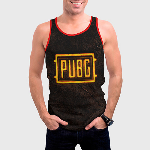 Мужская майка без рукавов PUBG ПАБГ NEON / 3D-Красный – фото 3