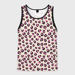 Майка-безрукавка мужская Леопардовый принт розовый, цвет: 3D-черный