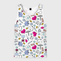 Майка-безрукавка мужская Медицинский паттерн, цвет: 3D-белый