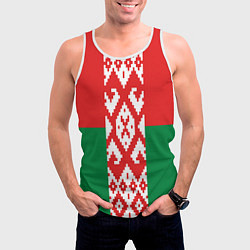Майка-безрукавка мужская Белоруссия, цвет: 3D-белый — фото 2