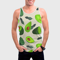 Майка-безрукавка мужская Авокадо - фруктовый паттерн, цвет: 3D-белый — фото 2