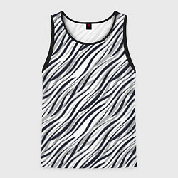 Майка-безрукавка мужская Черно-белый полосатый тигровый, цвет: 3D-черный