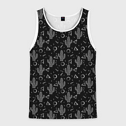 Мужская майка без рукавов Черно белые кактусы