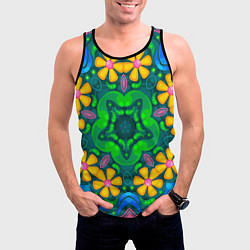 Майка-безрукавка мужская Цветы и узоры - Калейдоскоп, цвет: 3D-черный — фото 2