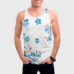 Майка-безрукавка мужская Букет голубых цветов, цвет: 3D-белый — фото 2