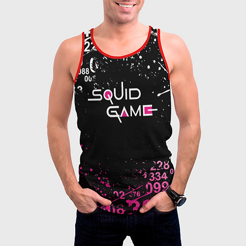 Мужская майка без рукавов Игра в кальмара: Брызги красок / 3D-Красный – фото 3