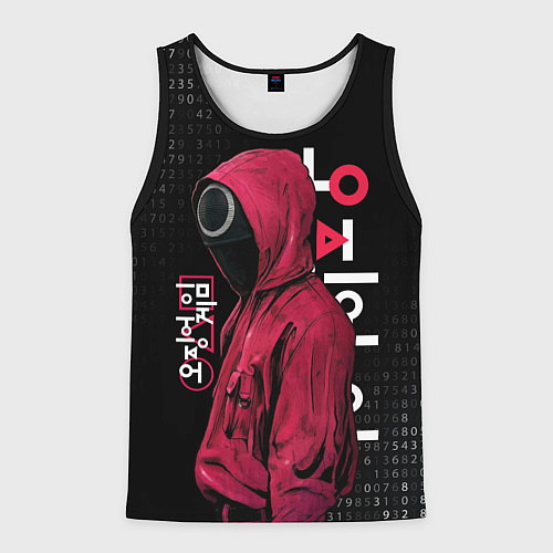 Мужская майка без рукавов ИГРА В КАЛЬМАРА, СТРАЖ КРУГ БИНАРНЫЙ КОД / 3D-Черный – фото 1