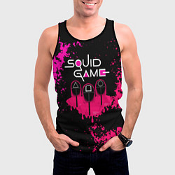 Майка-безрукавка мужская Squid Game брызги красок стража, цвет: 3D-черный — фото 2