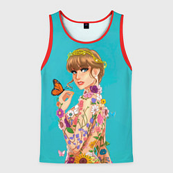 Майка-безрукавка мужская Тейлор в цветах, цвет: 3D-красный