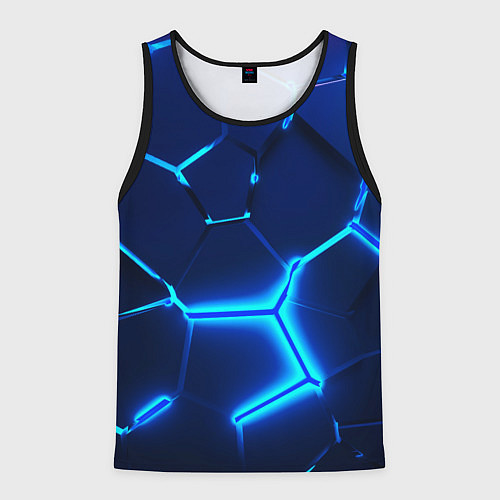 Мужская майка без рукавов 3D ПЛИТЫ NEON STEEL НЕОНОВЫЕ ПЛИТЫ / 3D-Черный – фото 1