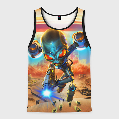 Мужская майка без рукавов Destroy all Aliens / 3D-Черный – фото 1