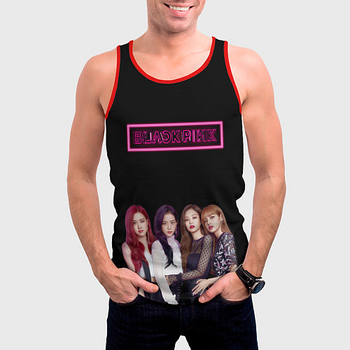 Мужская майка без рукавов BLACKPINK NEON / 3D-Красный – фото 3