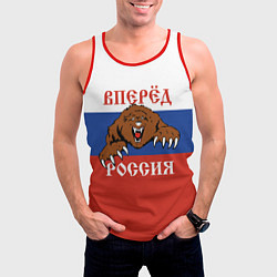 Майка-безрукавка мужская Вперёд Россия! медведь, цвет: 3D-красный — фото 2