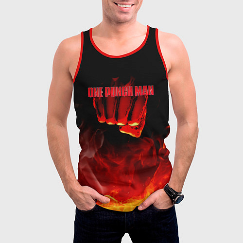Мужская майка без рукавов Кулак One Punch-Man в огне / 3D-Красный – фото 3