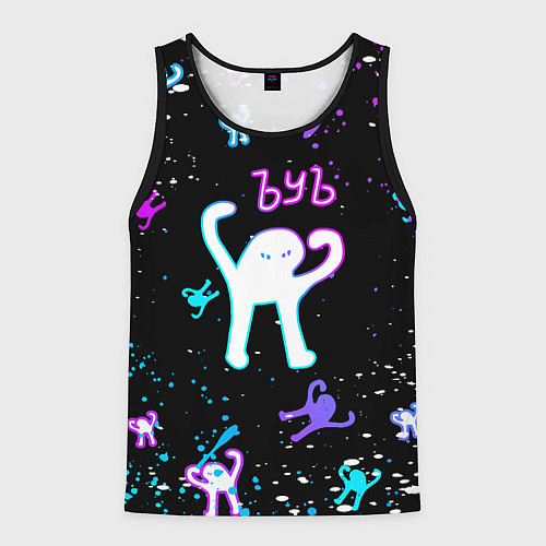 Мужская майка без рукавов КОТ ЪУЪ СЪУКА NEON / 3D-Черный – фото 1