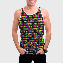 Майка-безрукавка мужская Geometry Dash: Pattern, цвет: 3D-белый — фото 2