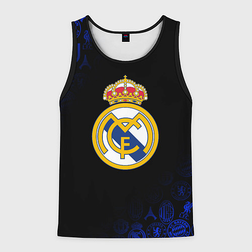 Мужская майка без рукавов РЕАЛ МАДРИД ЛОГОБОМБИНГ / 3D-Черный – фото 1
