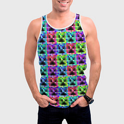 Майка-безрукавка мужская МАЙНКРАФТ MINECRAFT ЦВЕТНЫЕ КРИПЕРЫ, цвет: 3D-белый — фото 2