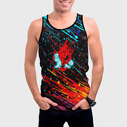 Майка-безрукавка мужская Cyberpunk 2077 Цветные брызги, цвет: 3D-черный — фото 2