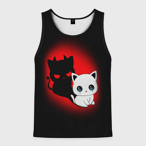 Мужская майка без рукавов КОТИК ДЬЯВОЛ KITTY DEVIL / 3D-Черный – фото 1